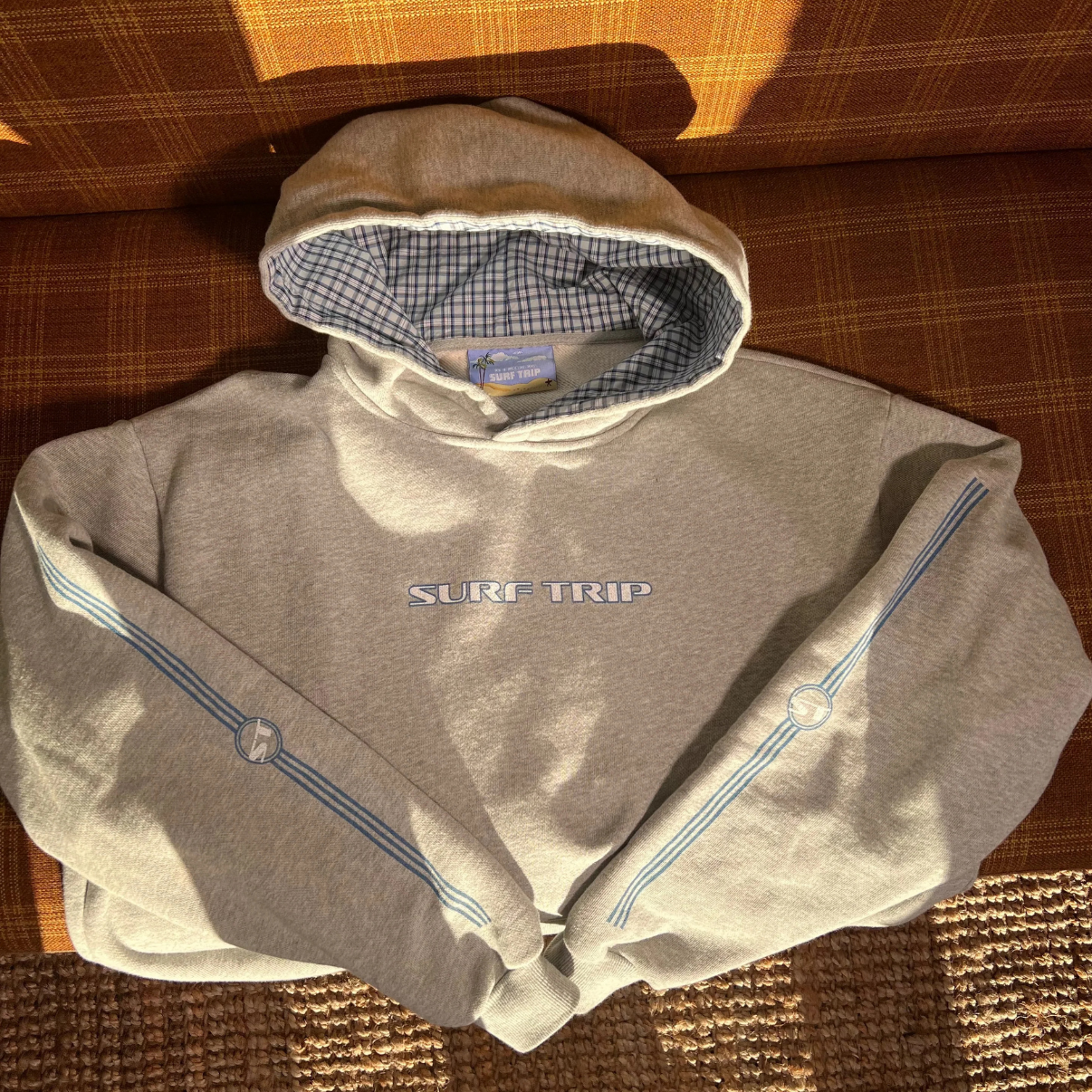 Surf Trip Vintage Plaid Hoodie